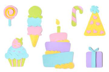 Party element paper cut on white background - isolated