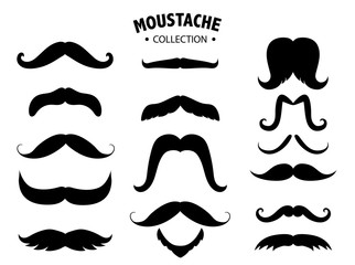 Set of mustaches silhouettes,Men's mustaches,Vector illustrations