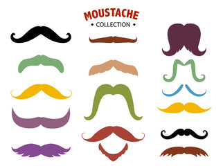 Set of mustaches silhouettes,Men's mustaches,Vector illustrations