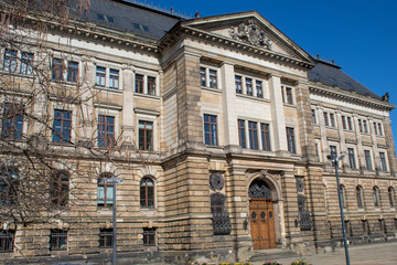 Fototapeta premium Historical buildings in Dresden old town in sunny spring day, Germany 