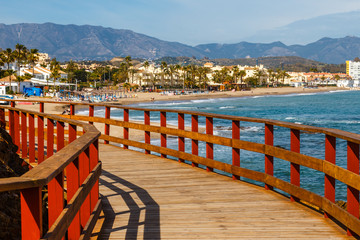 seaside promenade in La Cala De Mijas, Costa del Sol, Spain