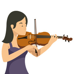 Beautiful musician playing violin isolated on white background © sisti