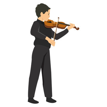 Young musician playing biola isolated on white background