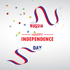Obraz premium happy russia independence day greeting wallpaper design, with russian flag - Vector