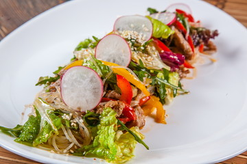 Salad with radish and noodles