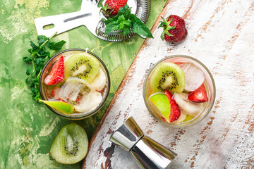 Summer alcoholic fruity cocktails