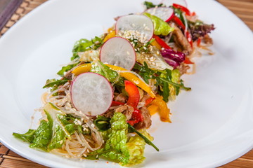 Salad with radish and noodles