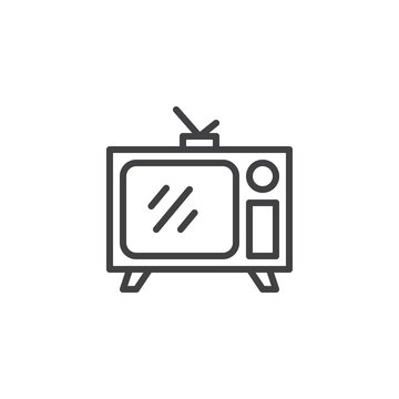 recommend clip art: Retro TV with antenna line icon. linear style sign for mobile concept and web design. Old television with buttons outline vector icon. Symbol, logo illustration. Vector graphics