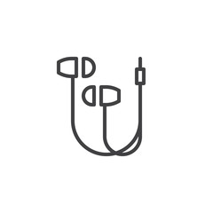 Wired Earbud line icon. linear style sign for mobile concept and web design. Earphones with connector outline vector icon. Symbol, logo illustration. Vector graphics