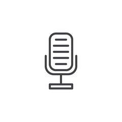 Retro Microphone line icon. Audio record mic linear style sign for mobile concept and web design. Radio microphone outline vector icon. Symbol, logo illustration. Vector graphics