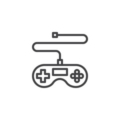Game controller line icon. Wired Joystick linear style sign for mobile concept and web design. Gamepad outline vector icon. Symbol, logo illustration. Vector graphics