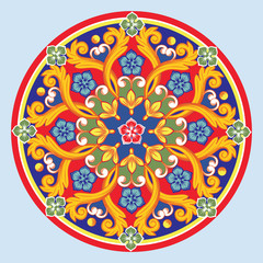 Colorful ethnic round ornamental mandala. Vector illustration