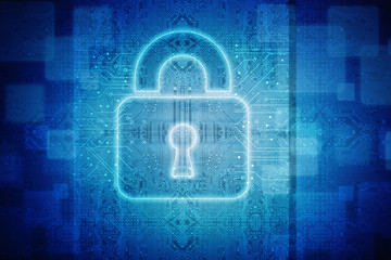 2d illustration Safety concept: Closed Padlock on digital background