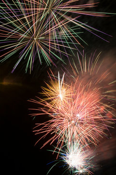 Fireworks at night, fire castles - image