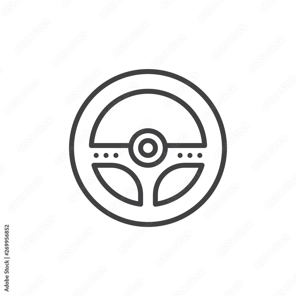 Poster steering wheel line icon. linear style sign for mobile concept and web design. rally game controller