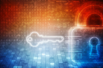 Obraz premium 2d illustration Safety concept: Closed Padlock on digital background