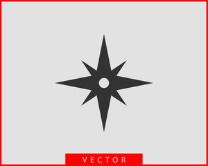 Compass icon vector. Wind rose star navigation.