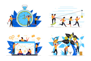 Team of young people are building business on the internet.