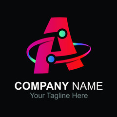 letter alphabet a rounded logo