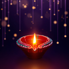 Diya oil lamp with hanging light background