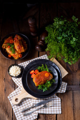 Roasted cabbage rolls with rice and minced meat according to the recipe of omas