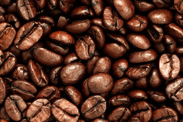 Macro photo of roasted coffee beans background