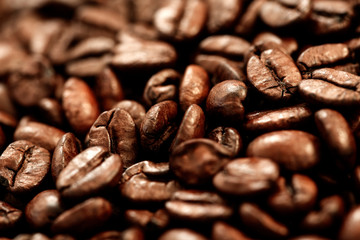 Macro photo of roasted coffee beans background