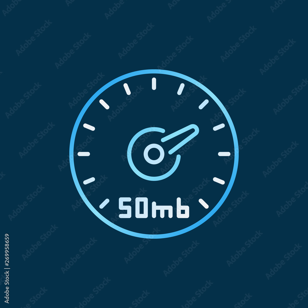 Poster Speed Test of Internet vector colored outline icon. Digital speed meter concept linear symbol on dark background 