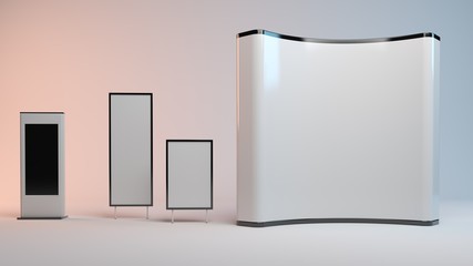 3d rendering of an exhibition design part isolated inside a studio