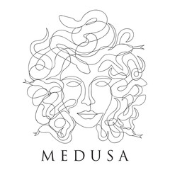 medusa face continuous single line style - Thin Line © EyeMFlatBoard