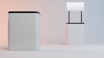 3d rendering of an exhibition design part isolated inside a studio