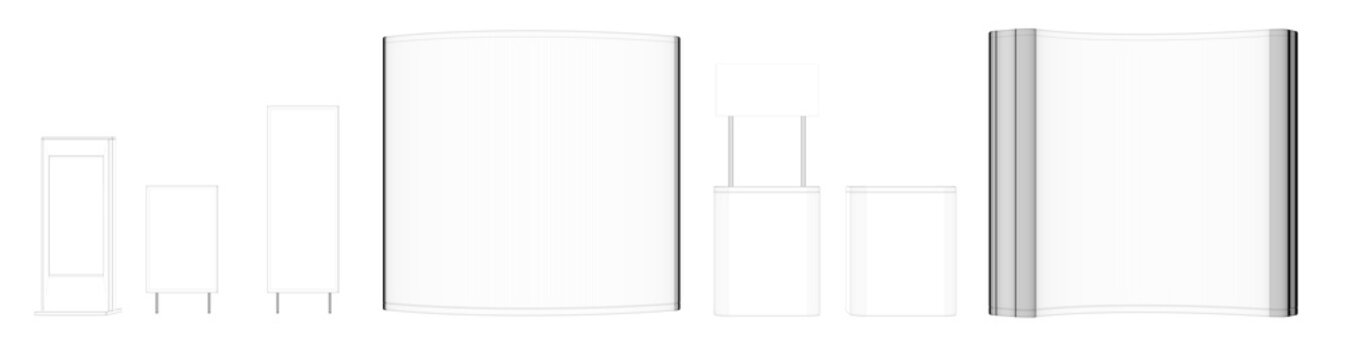 3d rendering of an exhibition design part isolated inside a studio