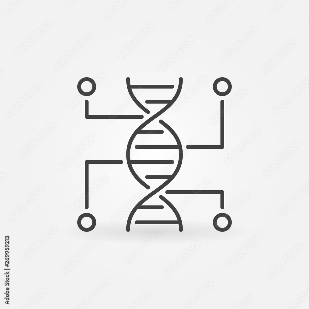 Poster genetic testing vector minimal line icon. dna concept outline symbol