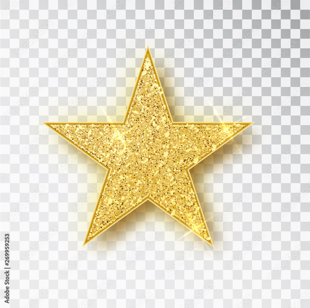 Wall mural gold glitter star vector isolated. golden sparkle luxury design element isolated. icon of star isola