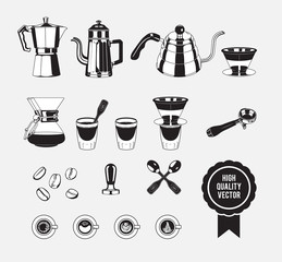 Manual Coffee Maker Vintage Black and White Vector