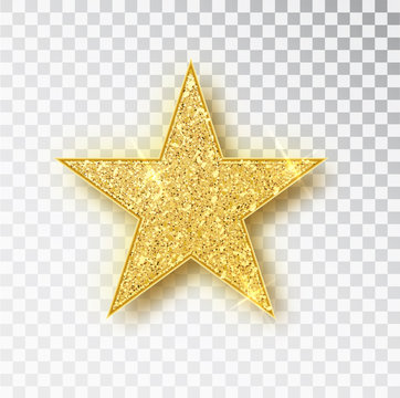 Gold glitter star vector isolated. Golden sparkle luxury design element isolated. Icon of star isolated. New Year s decor element. Ramadan design element Template