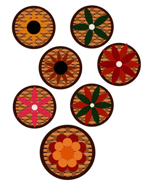 Filipino large circular woven tray vector