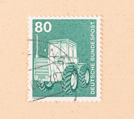GERMANY - CIRCA 1980: A stamp printed in Germany shows a tractor, circa 1980