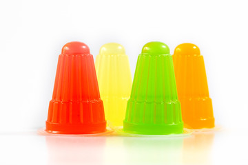 Multicolor fruit jelly on white background