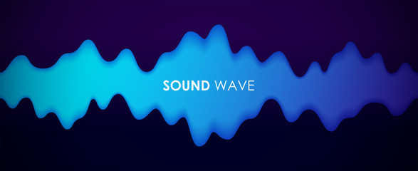 Sound wave. Digital music equalizer. Beautiful abstract minimal background. Simple modern style. Blue neon color. Pulse line. Volume. Flat style vector illustration.