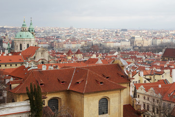 Panorama of Mala Strana opening from Prague Castle, Czech Republic