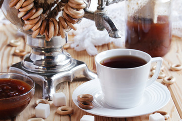 Traditional Russian tea party still life
