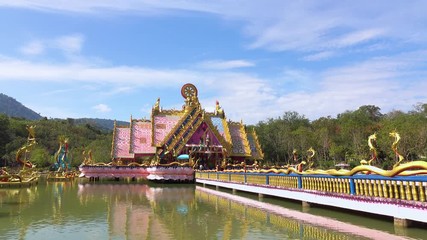 Rayong - DEM 29: Wat Tham marot,Temple,pavilion In the middle of the water on December 29,2018 at  in Rayong,Thailand