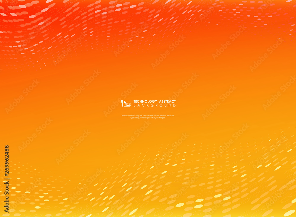 Poster abstract gradient vector orange and yellow color with circle technology dot decoration. illustratin 