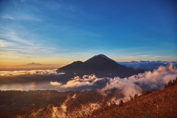 View from Mount Batur in Bali, Indonesia.