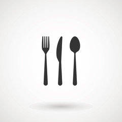 knife, fork and spoon on white background. Vector illustration - Vector