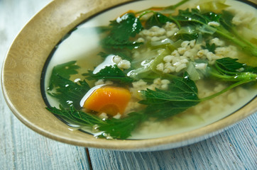 Spring vegetable soup nettle with  Wheat Groats