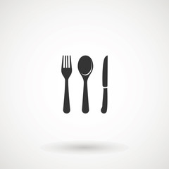 knife, fork and spoon on white background. Vector illustration - Vector