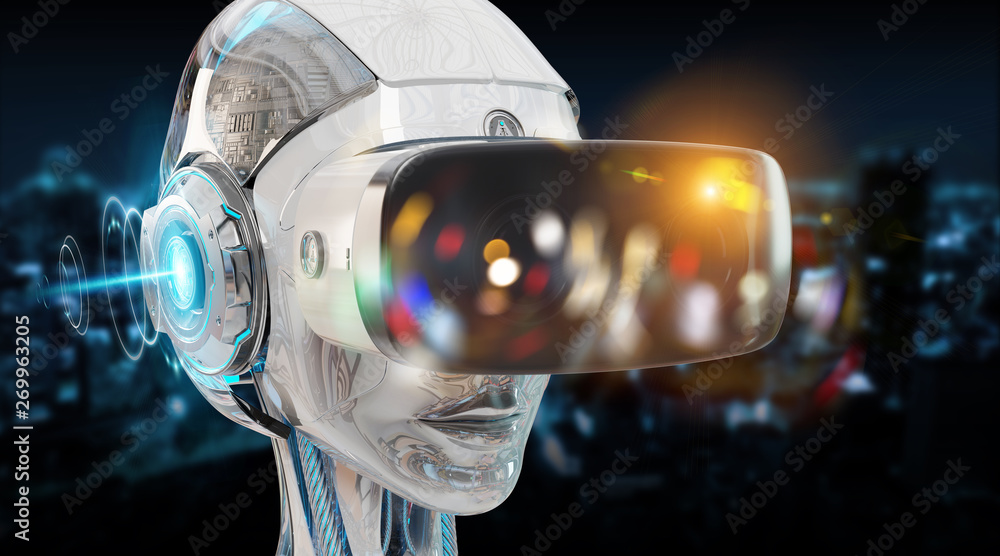 Poster virtual reality and artificial intelligence illustration 3d rendering