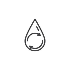 Water Recycle line icon. linear style sign for mobile concept and web design. Water drop with recycling arrows outline vector icon. Eco, renewable symbol, logo illustration. Vector graphics